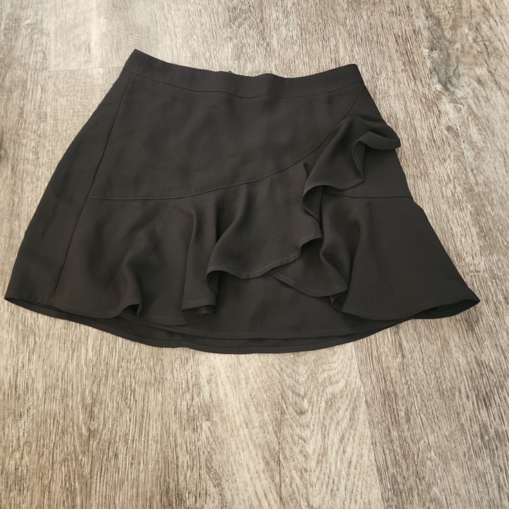 Express Black Asymmetrical Ruffle Skirt